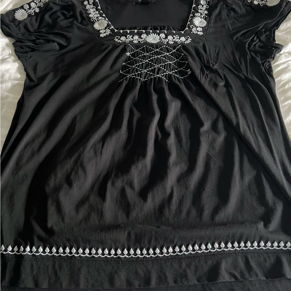 Style & Co. Black Embroidered Women's Top